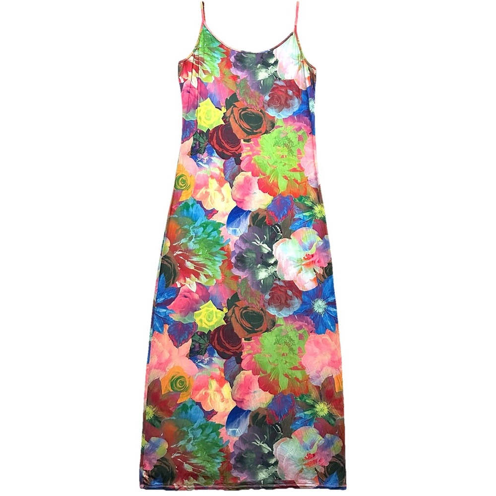 Desigual Dress Womens Small‎ S Tulipa Tutti Frutti Floral Vest Eco-Friendly Maxi